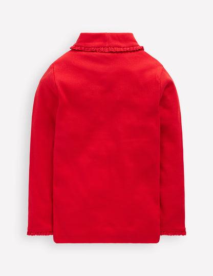 Ribbed Roll Neck Top-Poppy Red-2