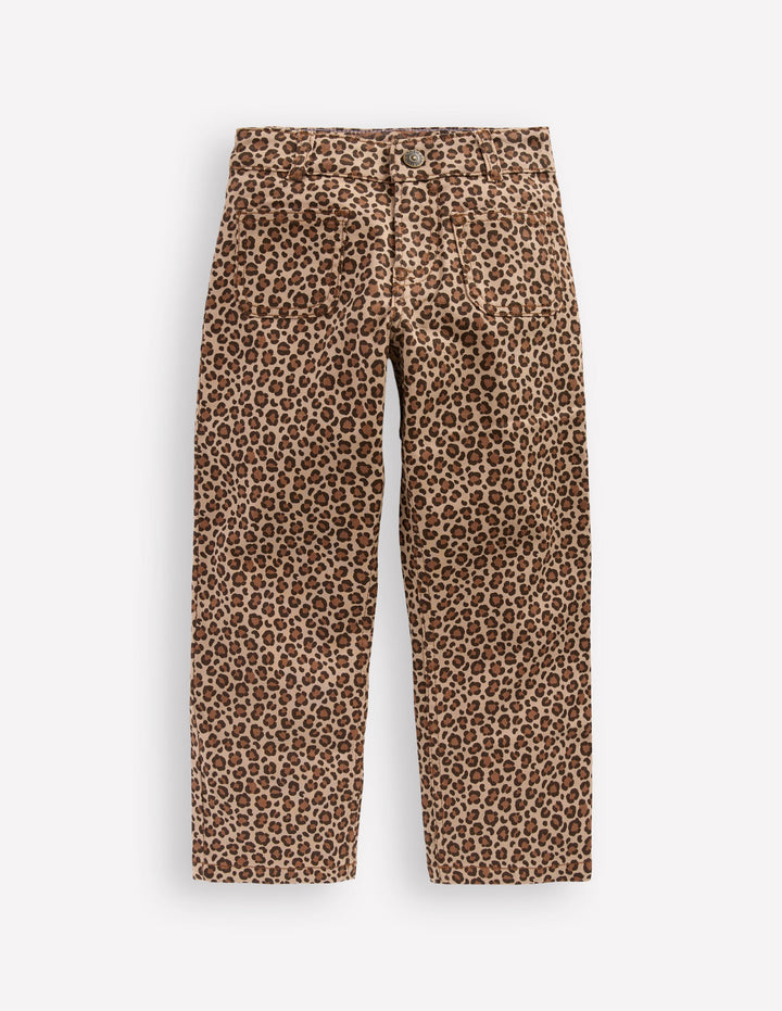 Patch Pocket Pants-Leopard Print
