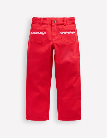 Patch Pocket Pants-Poppy Red-1