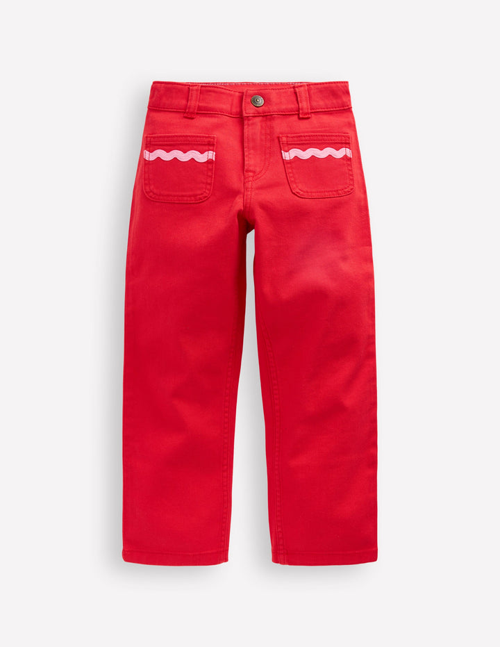Patch Pocket Pants-Poppy Red