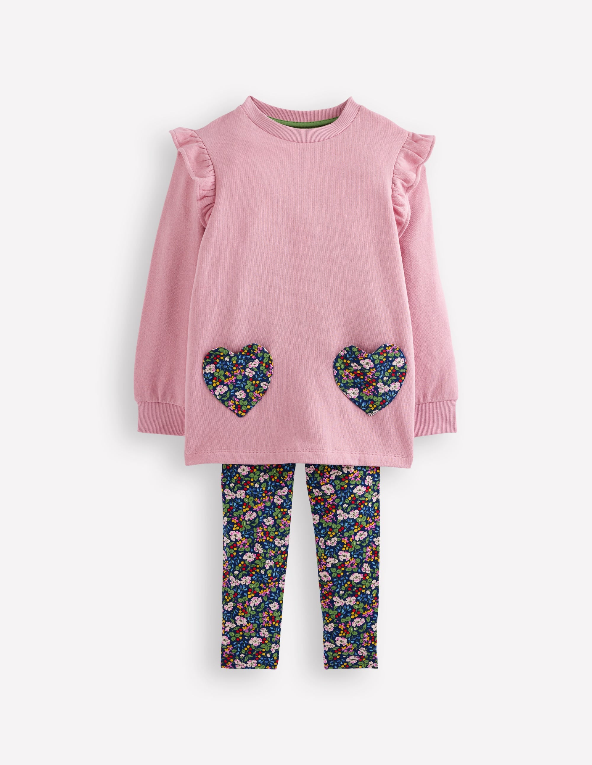 Heart Pocket Tunic Set-Berry Floral - Image 1