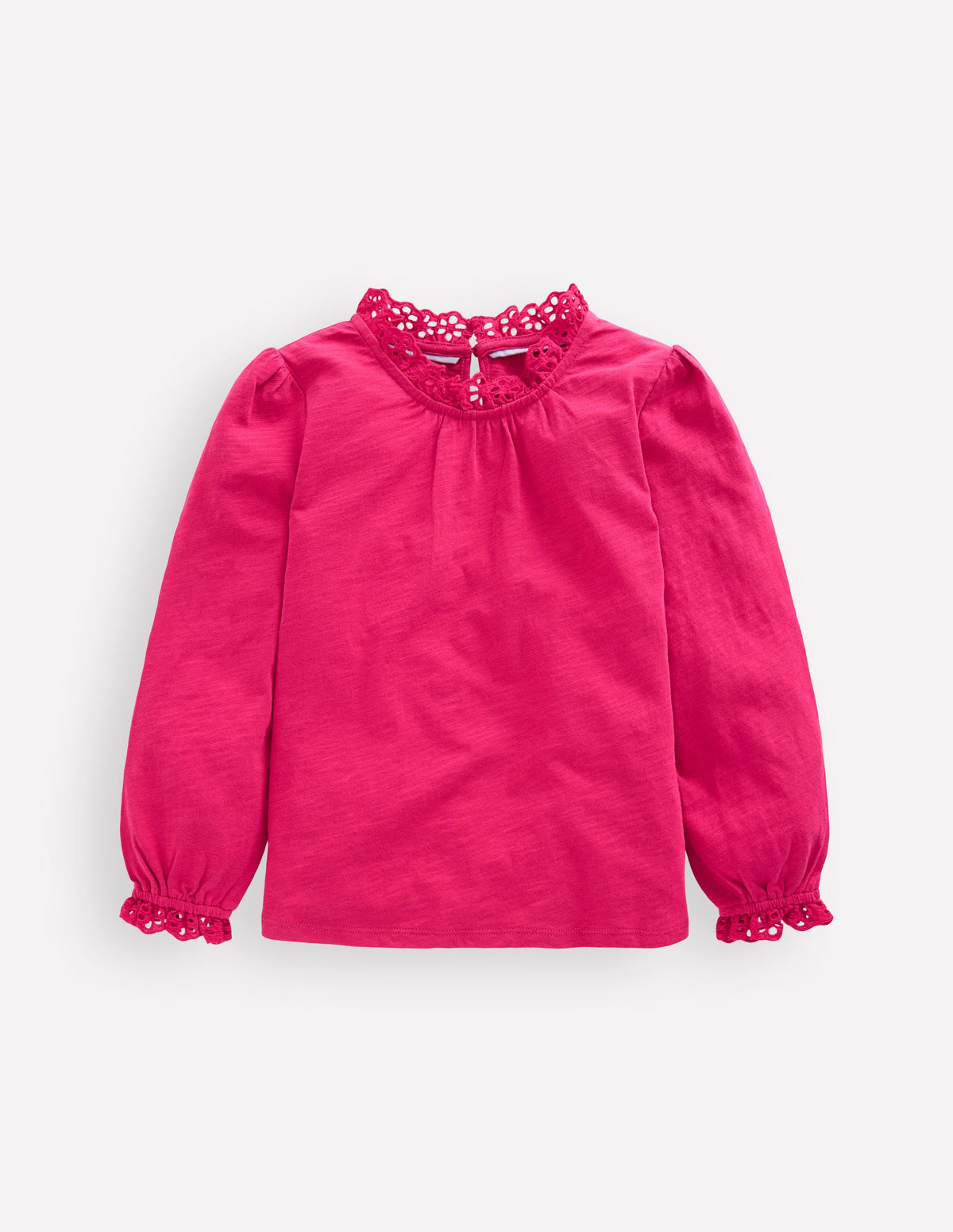 Broderie Trim Jersey Top-Cherry Jam - Image 1