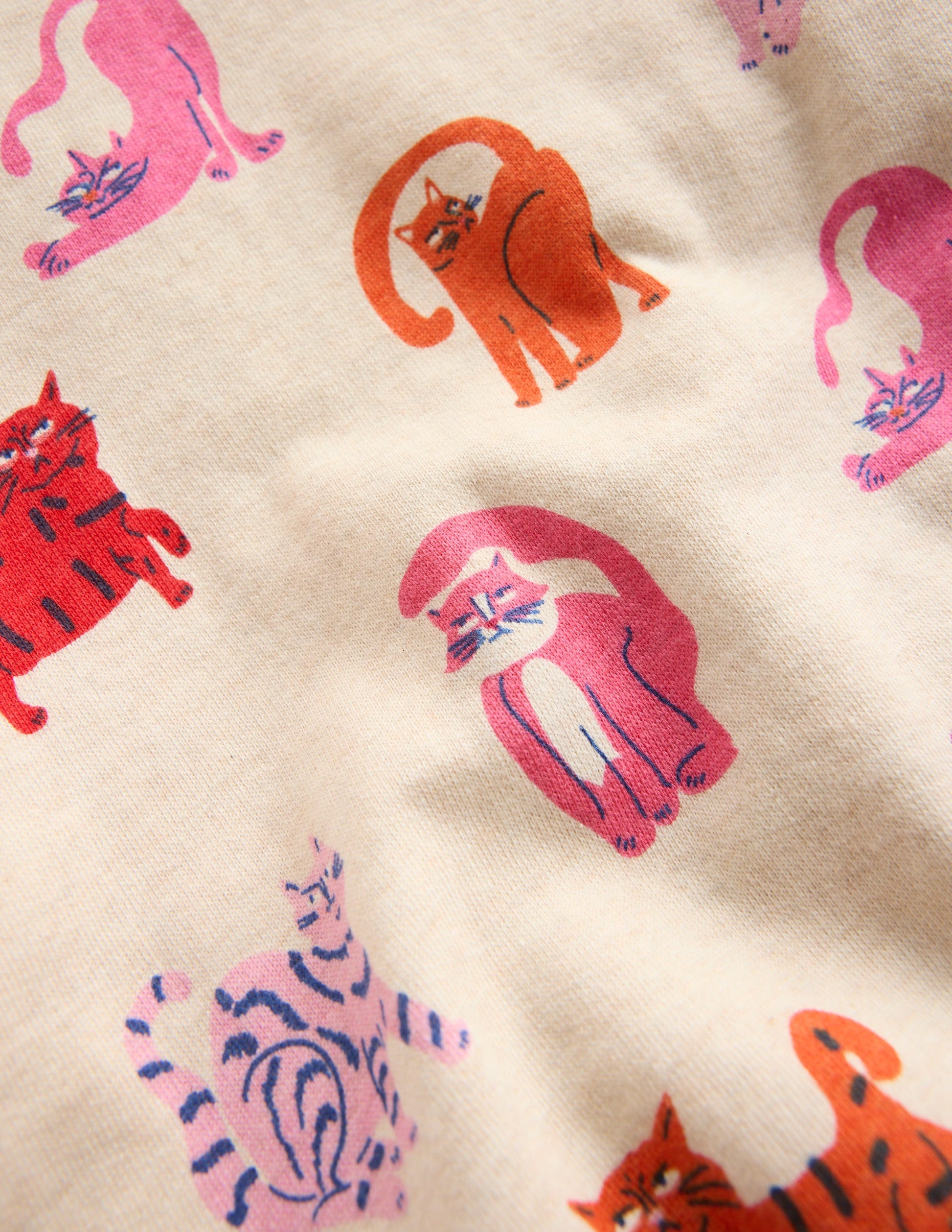 Printed Sweatshirt-Oatmeal Marl Cats-3