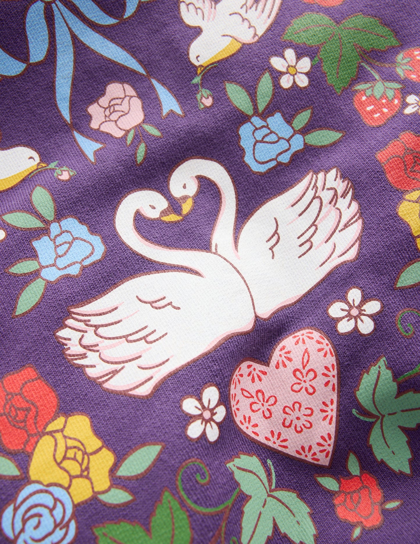 Printed Sweatshirt-Mystic Purple Lovebirds