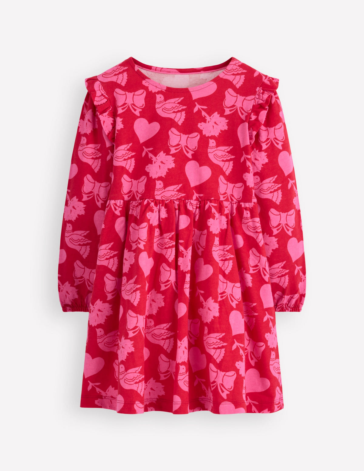 Posie Long Sleeve Jersey Dress-Rockabilly Red Festive Fun - Image 1