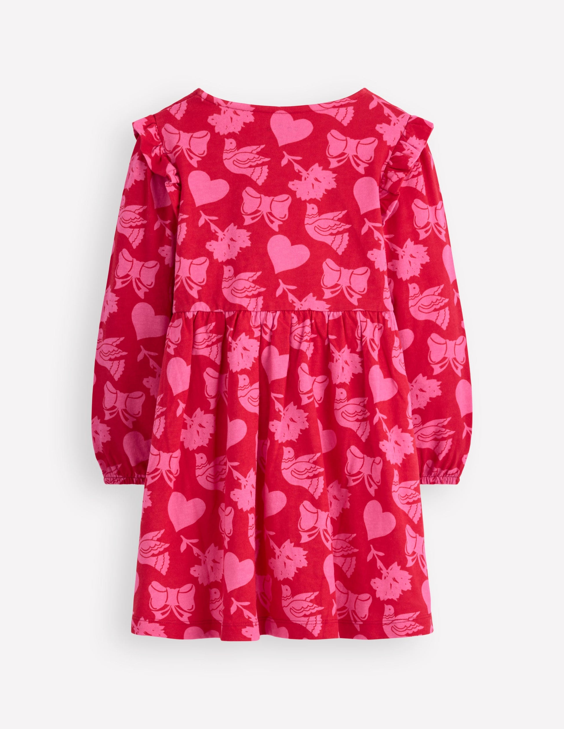 Posie Long Sleeve Jersey Dress-Rockabilly Red Festive Fun-2