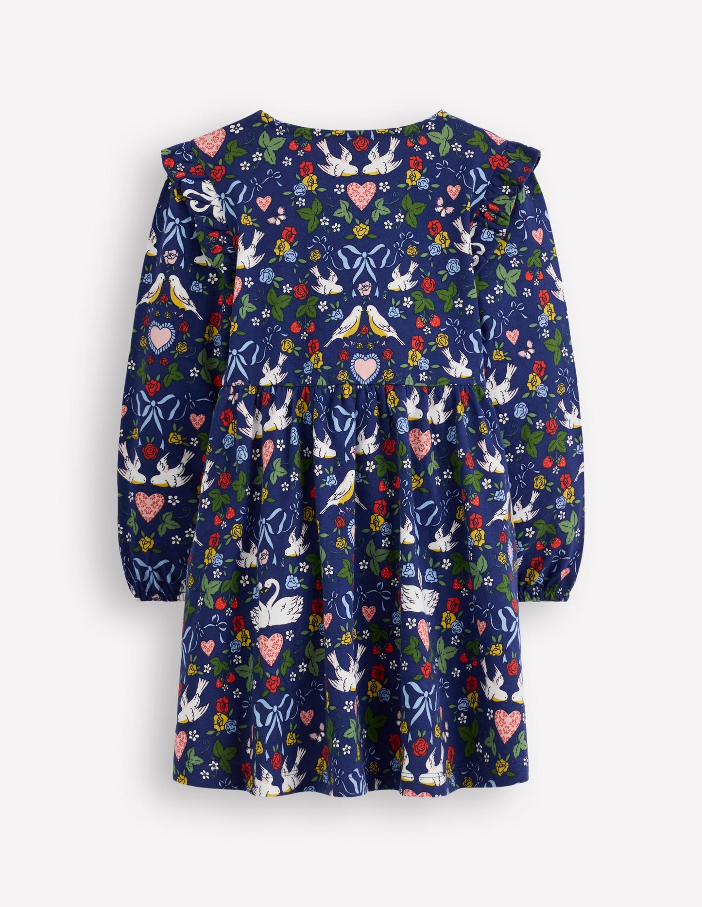 Posie Long Sleeve Jersey Dress-Starboard Blue Lovebirds