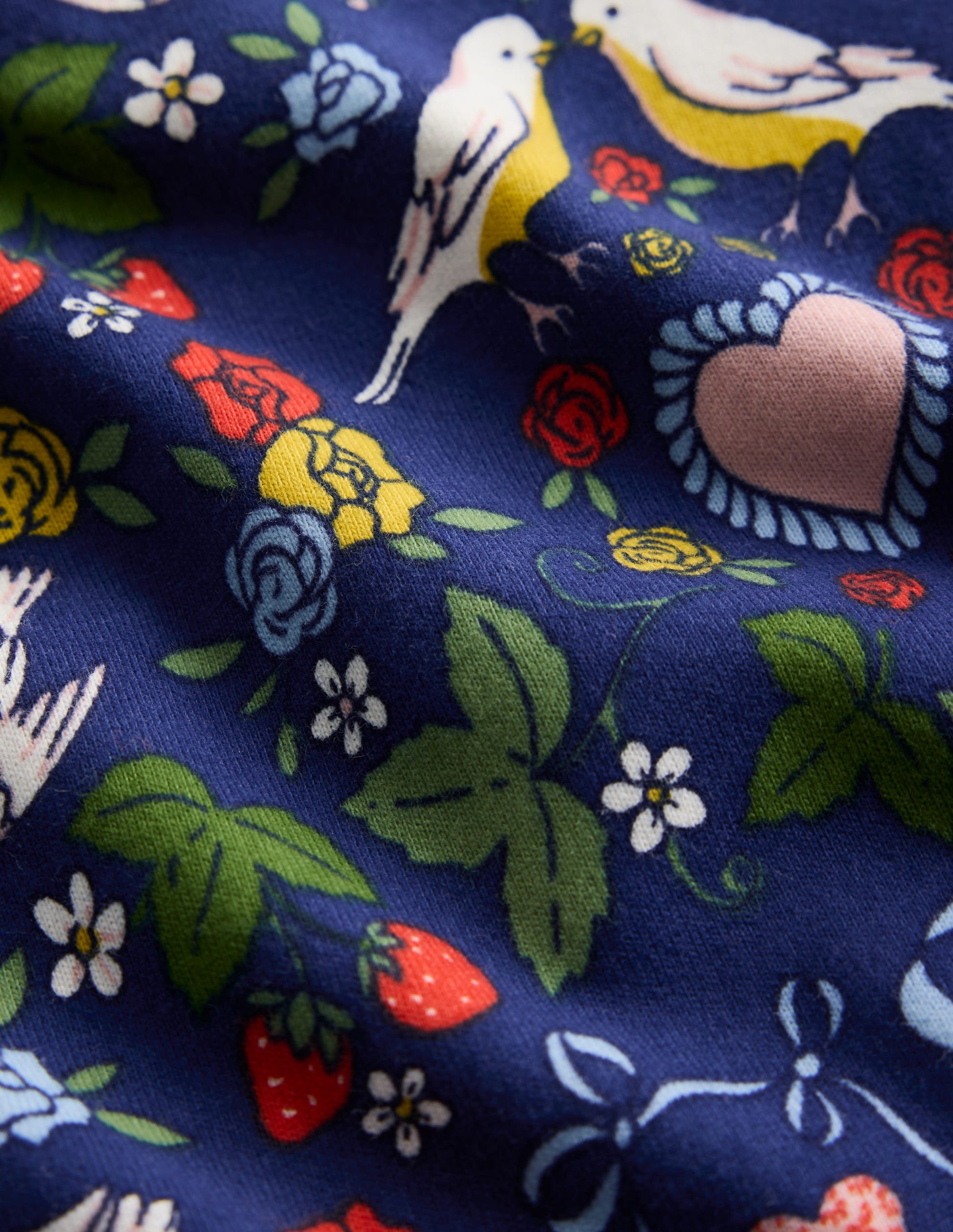 Posie Long Sleeve Jersey Dress-Starboard Blue Lovebirds-3