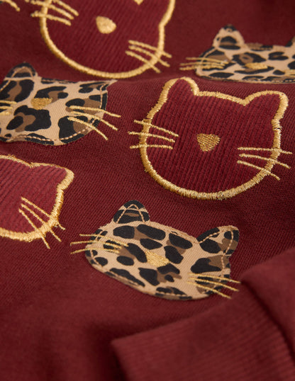 Bobbie Appliqué Sweatshirt-Chestnut Cats-3