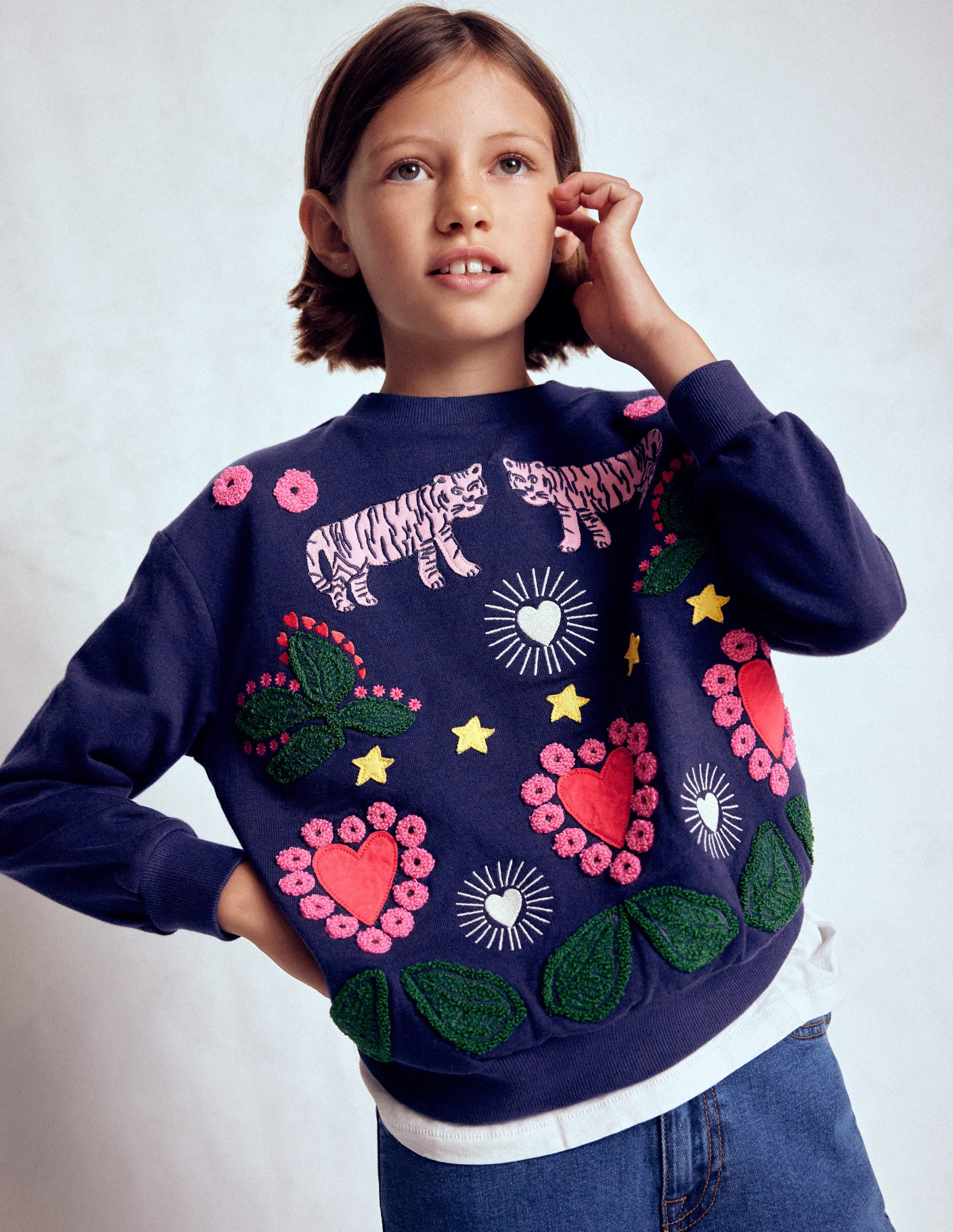 Bobbie Appliqué Sweatshirt-College Navy Tigers - Image 1
