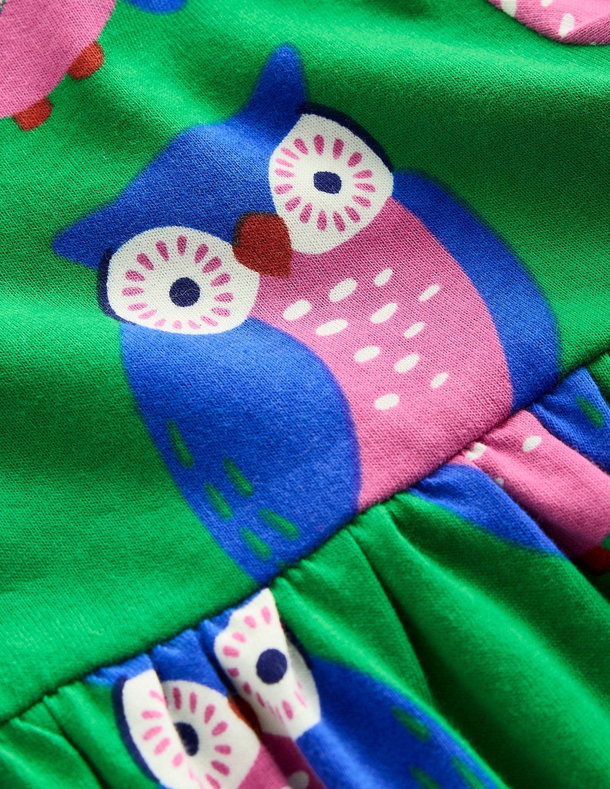 Ariel Long Sleeve Twirly Dress-Rich Emerald Geo Owls-3