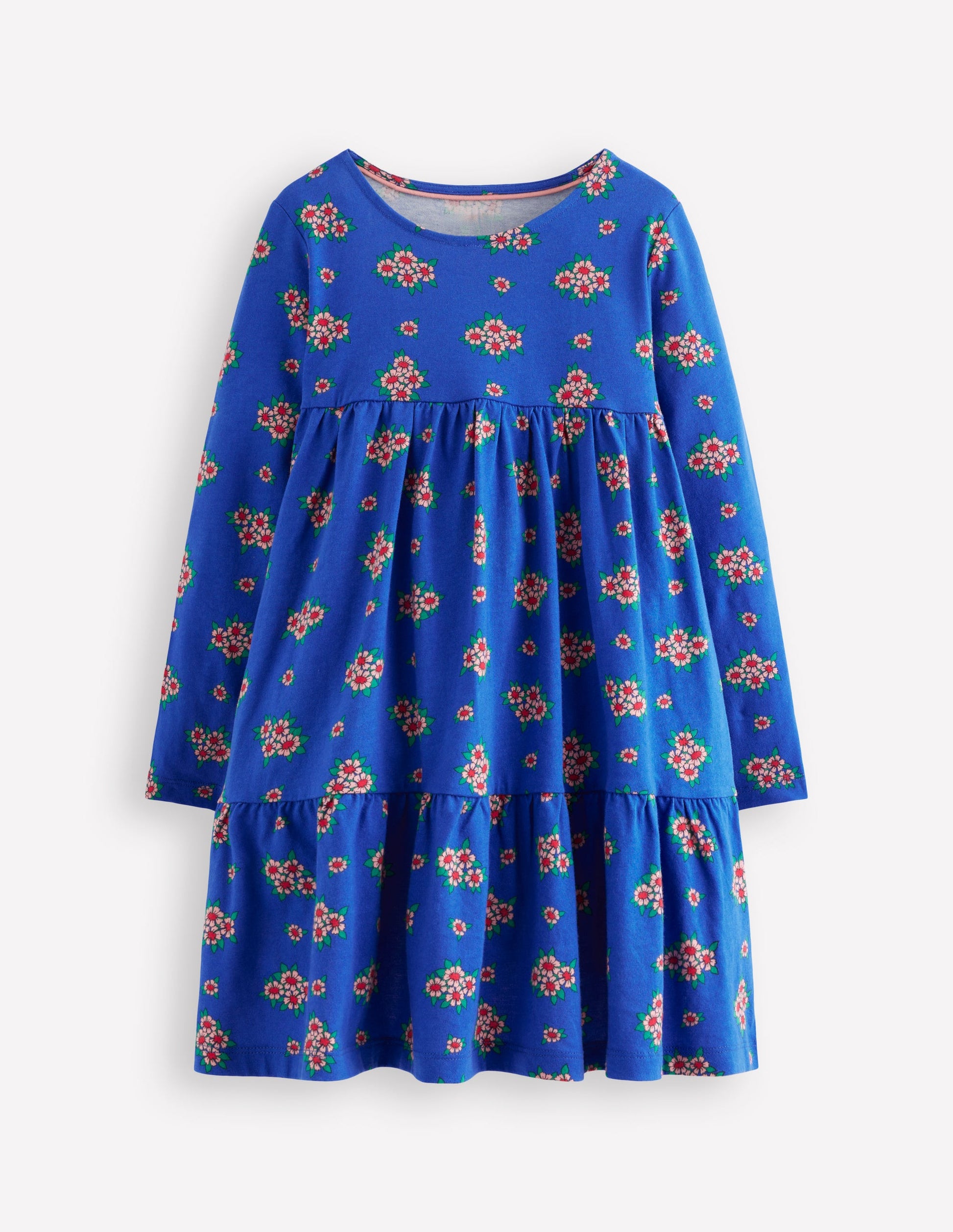 Ariel Long Sleeve Twirly Dress-Blue Flowerbunch-1