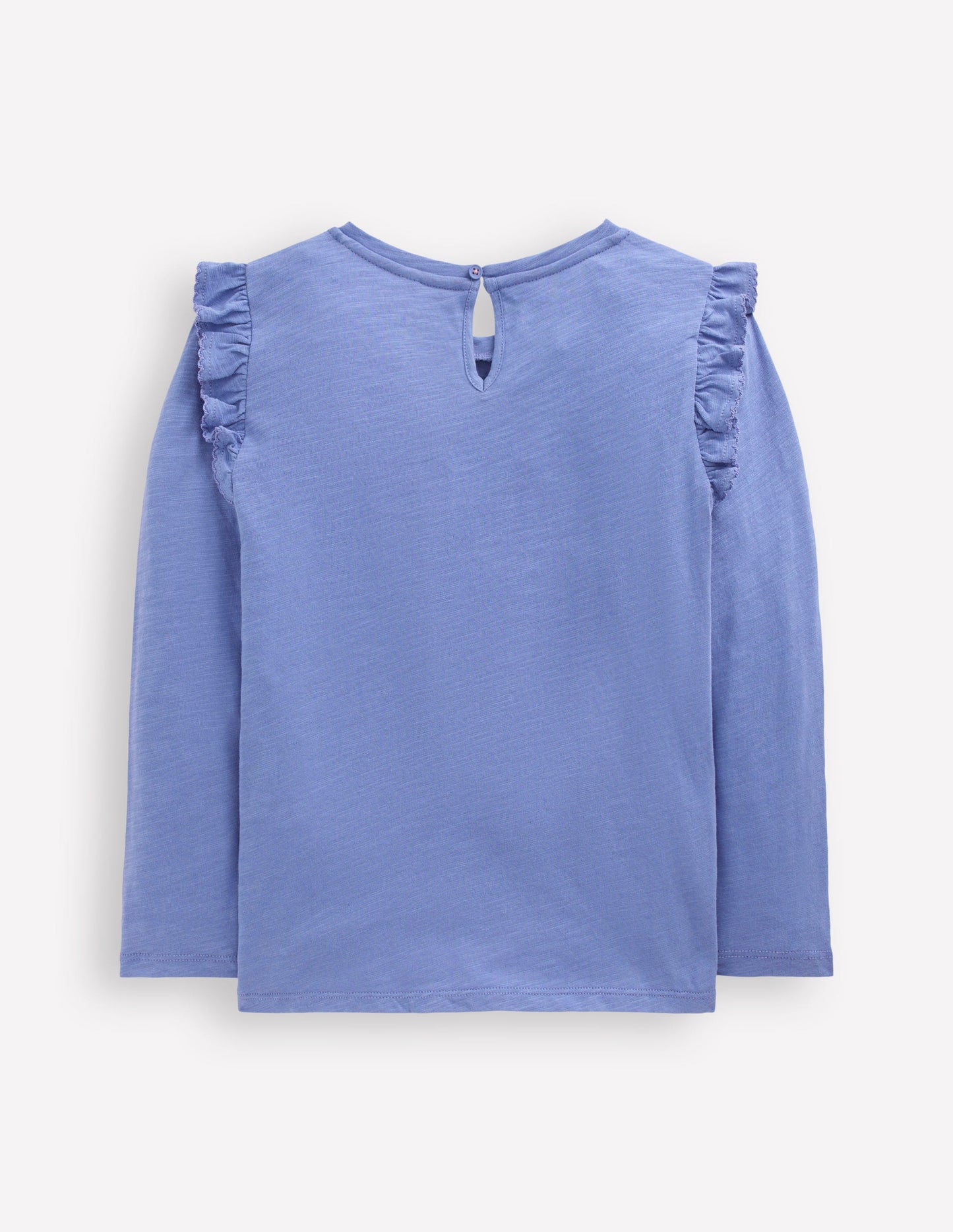 Frill Sleeve Slub Top-Soft Blue