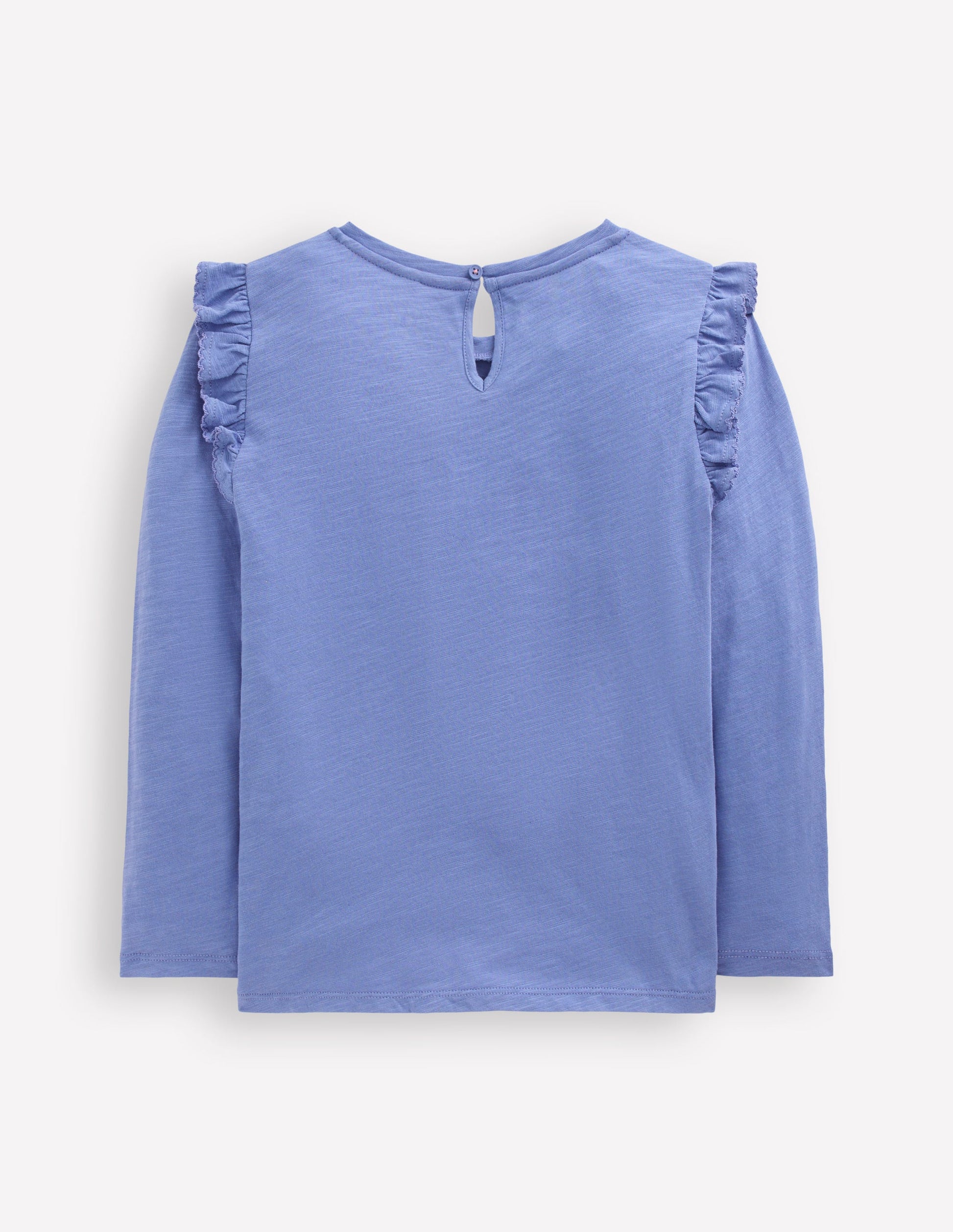 Frill Sleeve Slub Top-Soft Blue-2