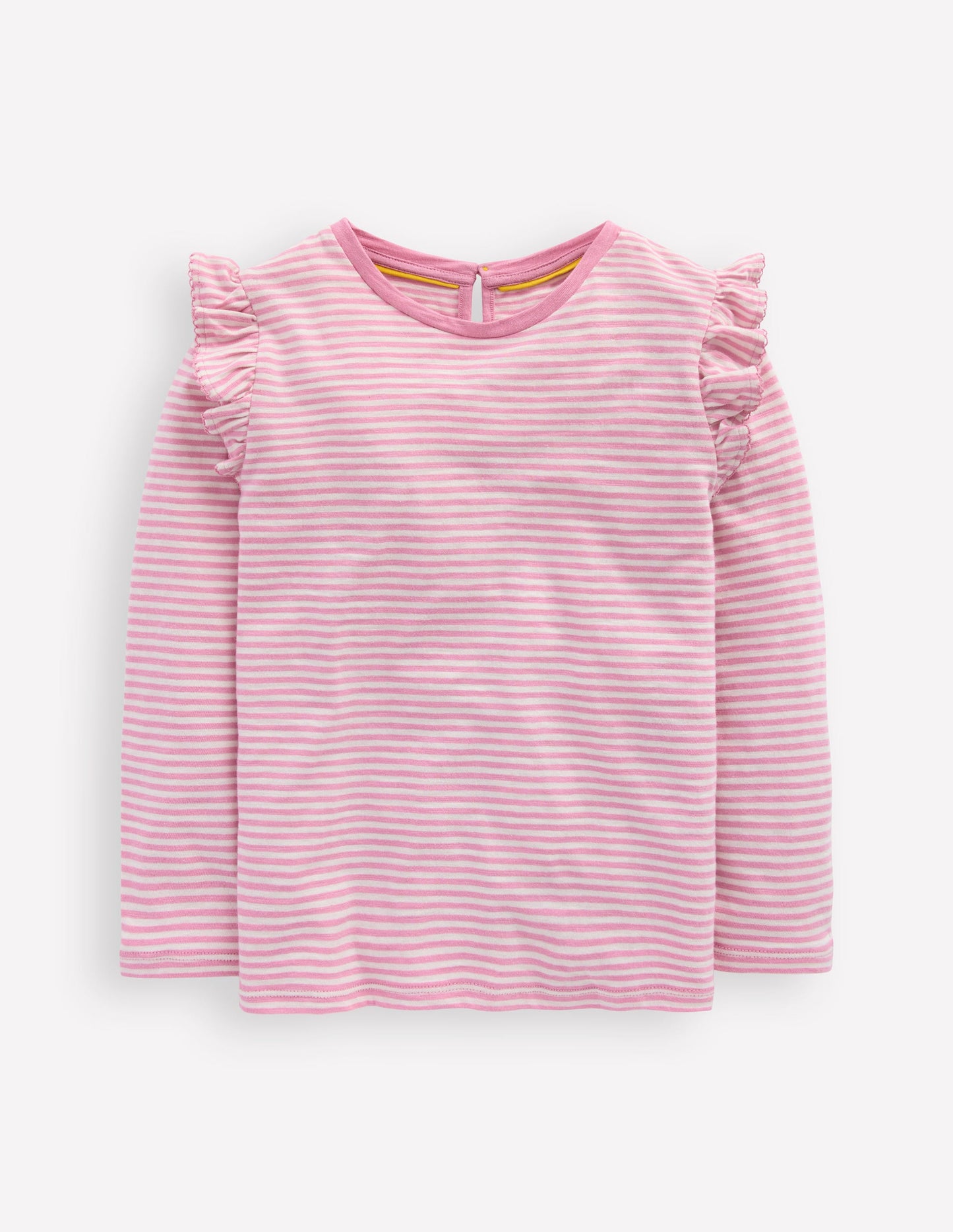 Frill Sleeve Slub Top-Soft Ivory/Pink Haze Stripe