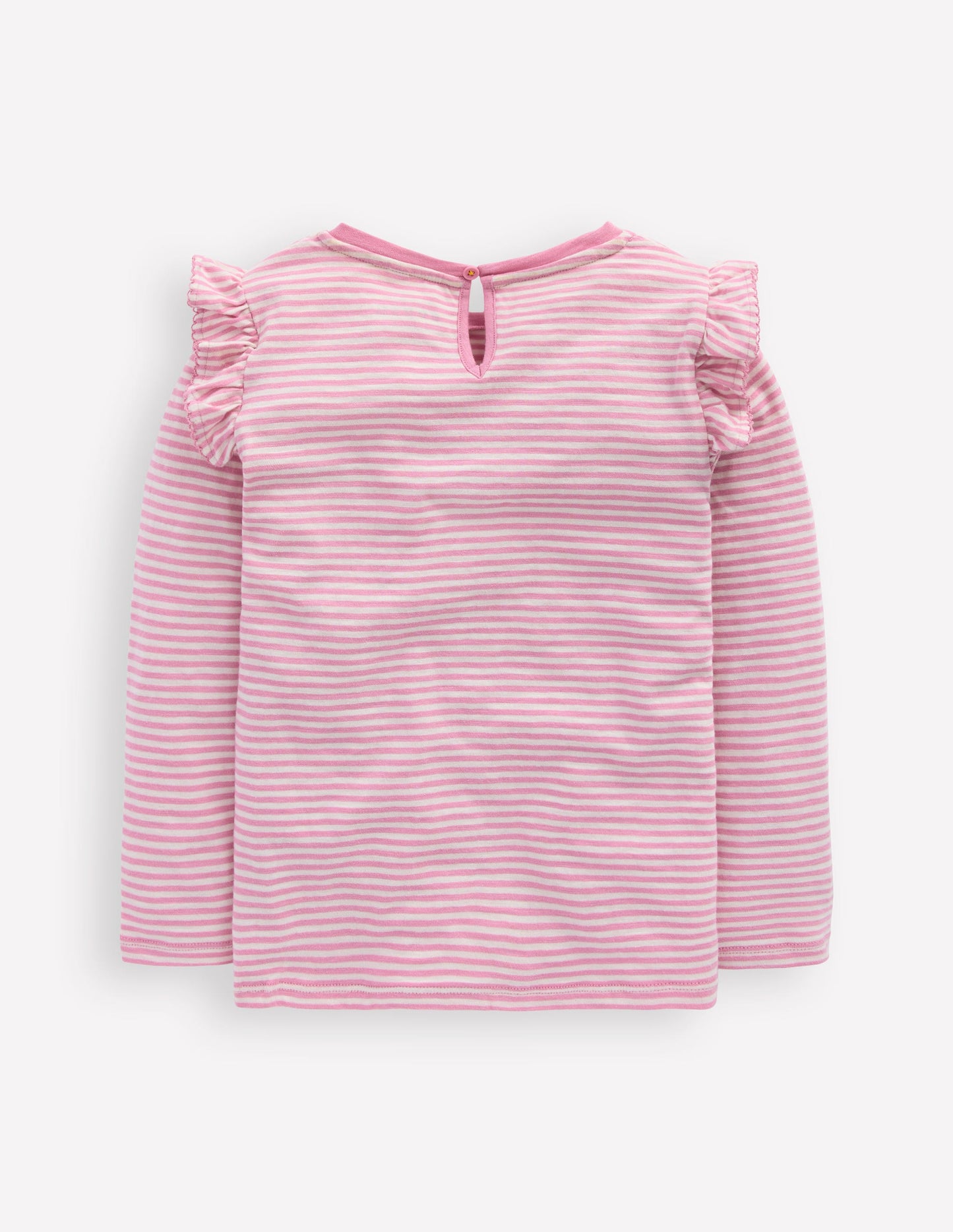 Frill Sleeve Slub Top-Soft Ivory/Pink Haze Stripe