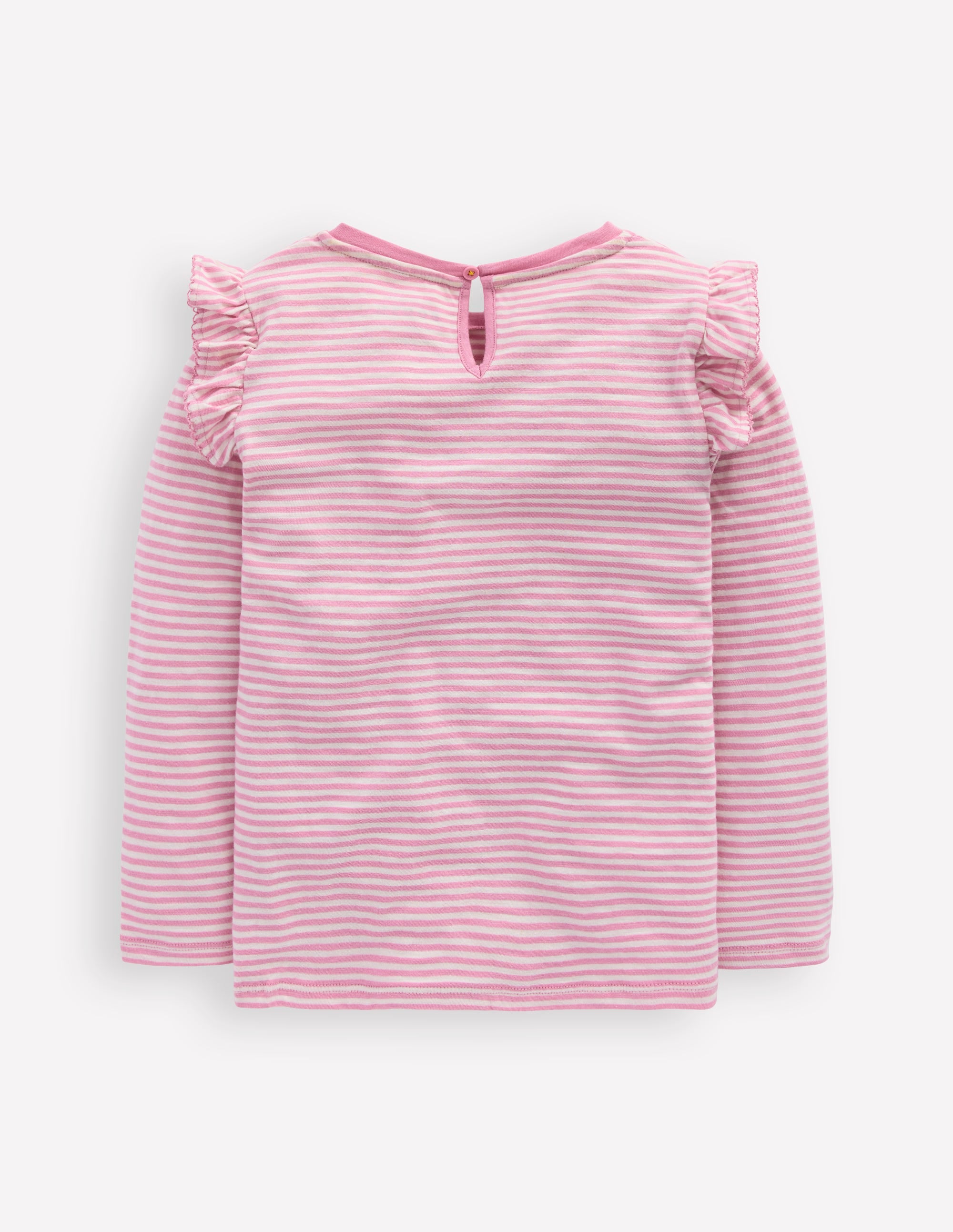 Frill Sleeve Slub Top-Soft Ivory/Pink Haze Stripe - Image 2