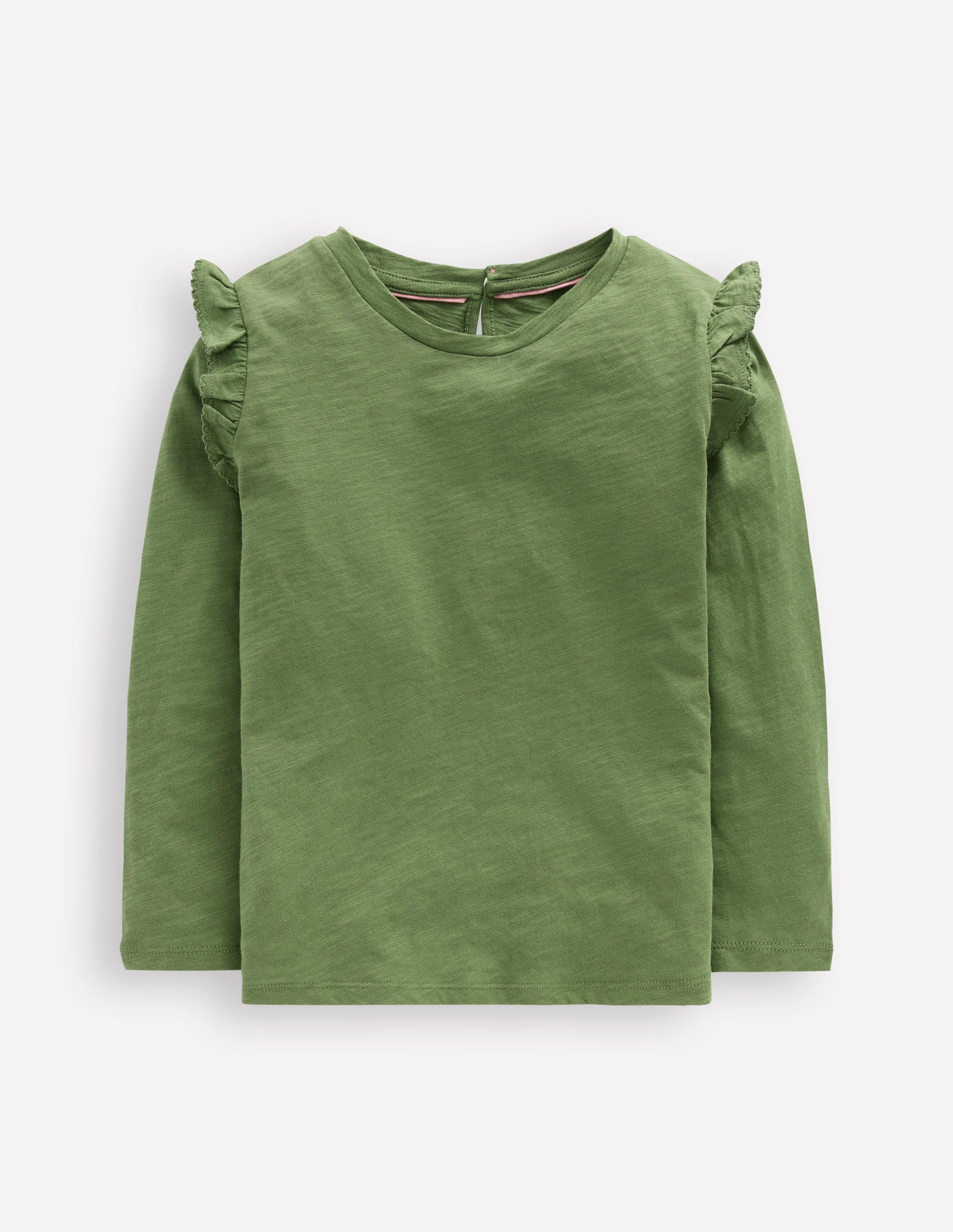 Frill Sleeve Slub Top-Safari Green-1