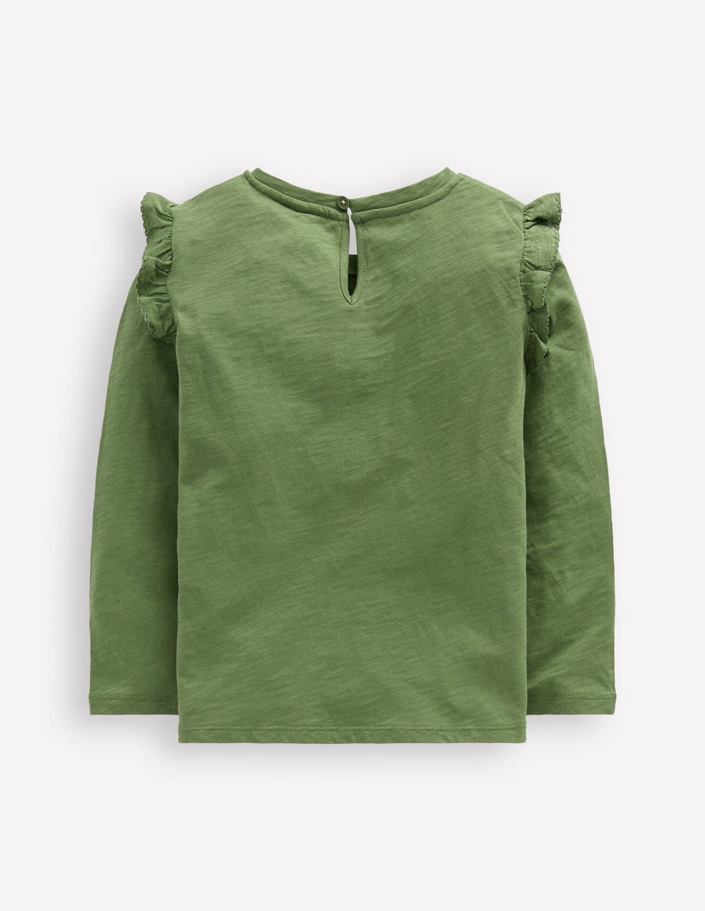 Frill Sleeve Slub Top-Safari Green