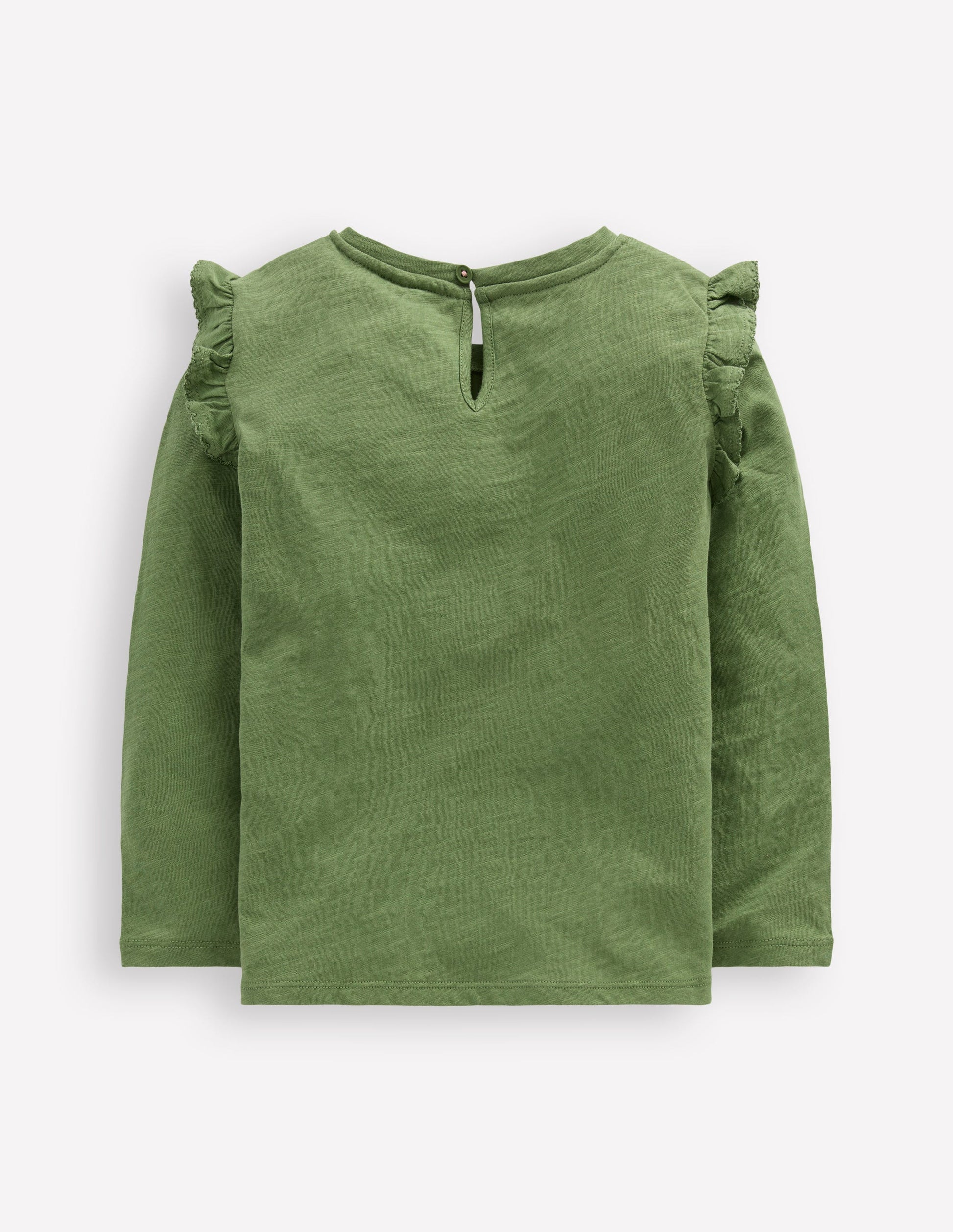 Frill Sleeve Slub Top-Safari Green-2