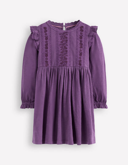 Lace Trim Jersey Dress-Mystical Purple-1