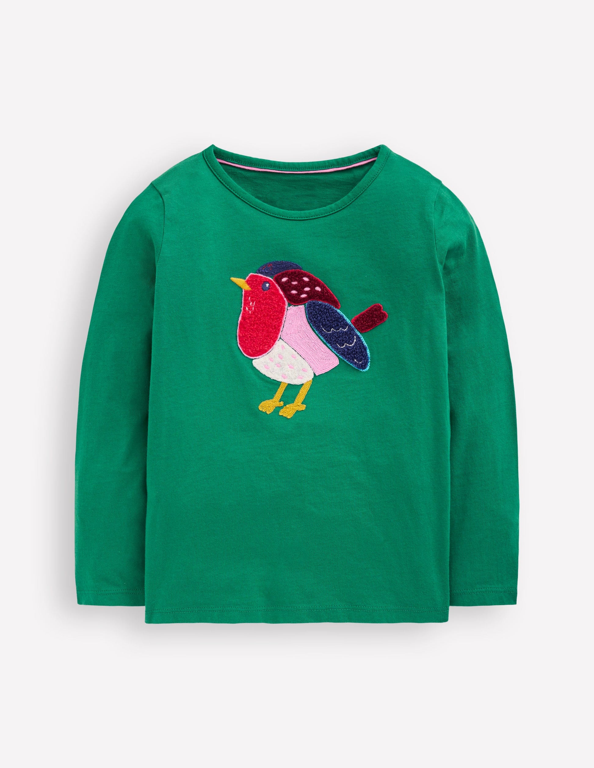 Long Sleeve Bouclé T-shirt-Pine Green Robin-1