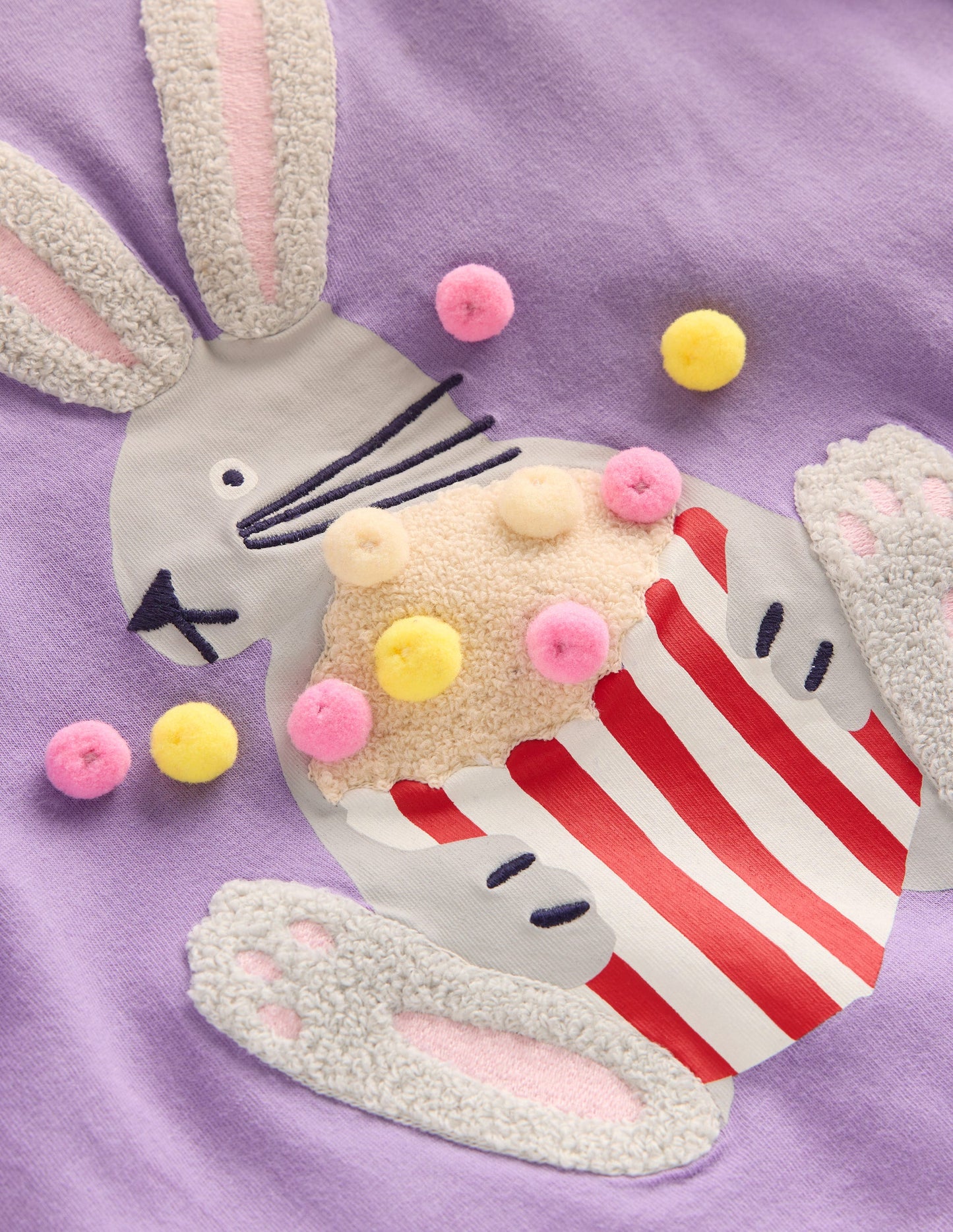 Long Sleeve Bouclé T-shirt-Aster Purple Popcorn Bunny