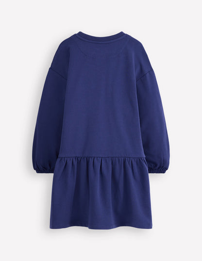 Logo Sweatshirt Dress-Starboard Blue Cherry-2