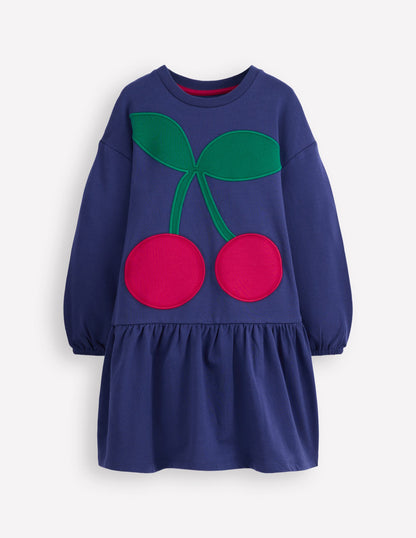 Logo Sweatshirt Dress-Starboard Blue Cherry-1
