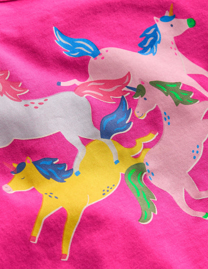 Long Sleeve Riso T-Shirt-Raspberry Pink Unicorns-3