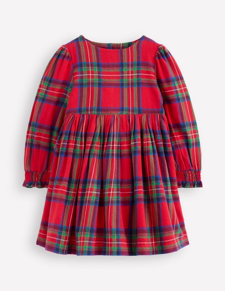 Madeline Long Sleeve Dress-Red Check