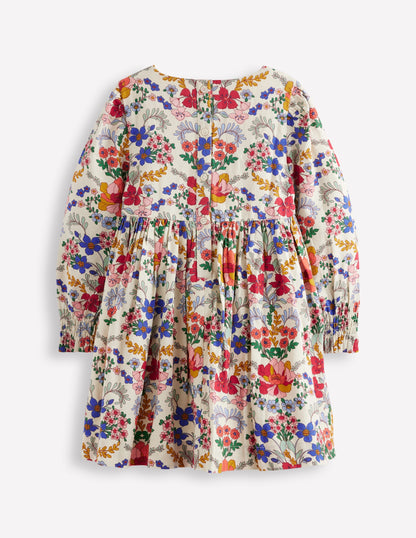 Madeline Long Sleeve Dress-Ecru Small Tapestry Floral-2
