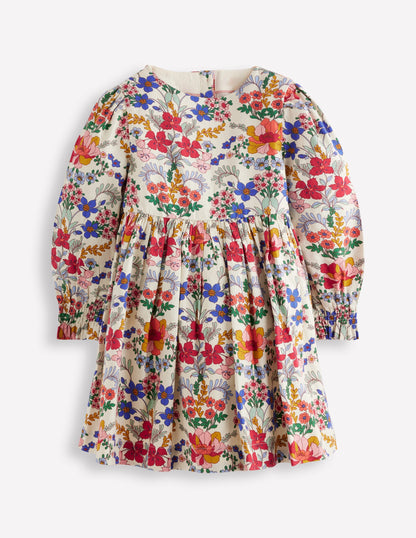 Madeline Long Sleeve Dress-Ecru Small Tapestry Floral-1