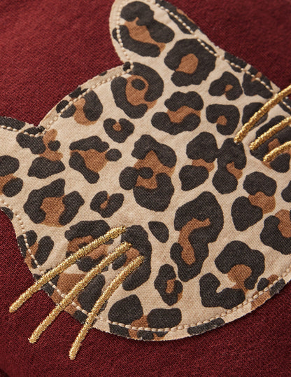 Bobbie Appliqué Sweatpants-Chestnut Cats-3