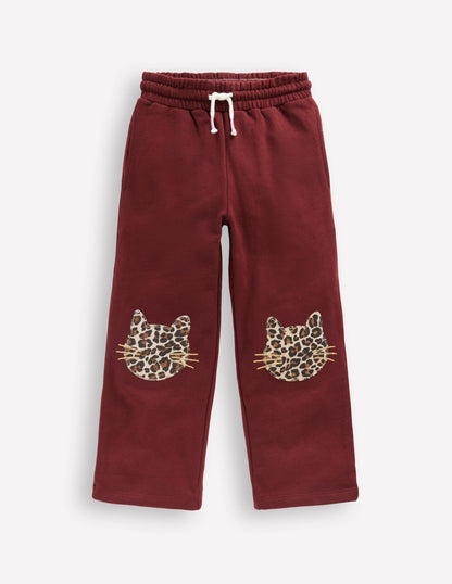 Bobbie Appliqué Sweatpants-Chestnut Cats-1