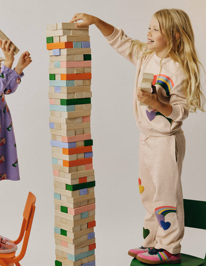 Bobbie Appliqué Sweatpants-Ivory Rainbows-4