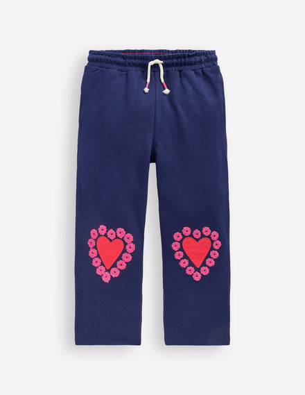 Bobbie Appliqué Sweatpants-College Navy Hearts