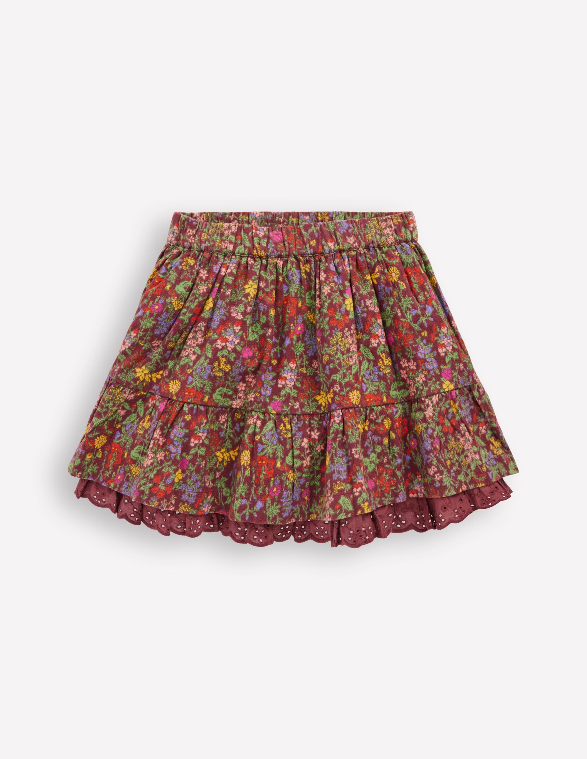 Printed Pull-on Woven Skirt-Chestnut Flower Meadow - Image 1