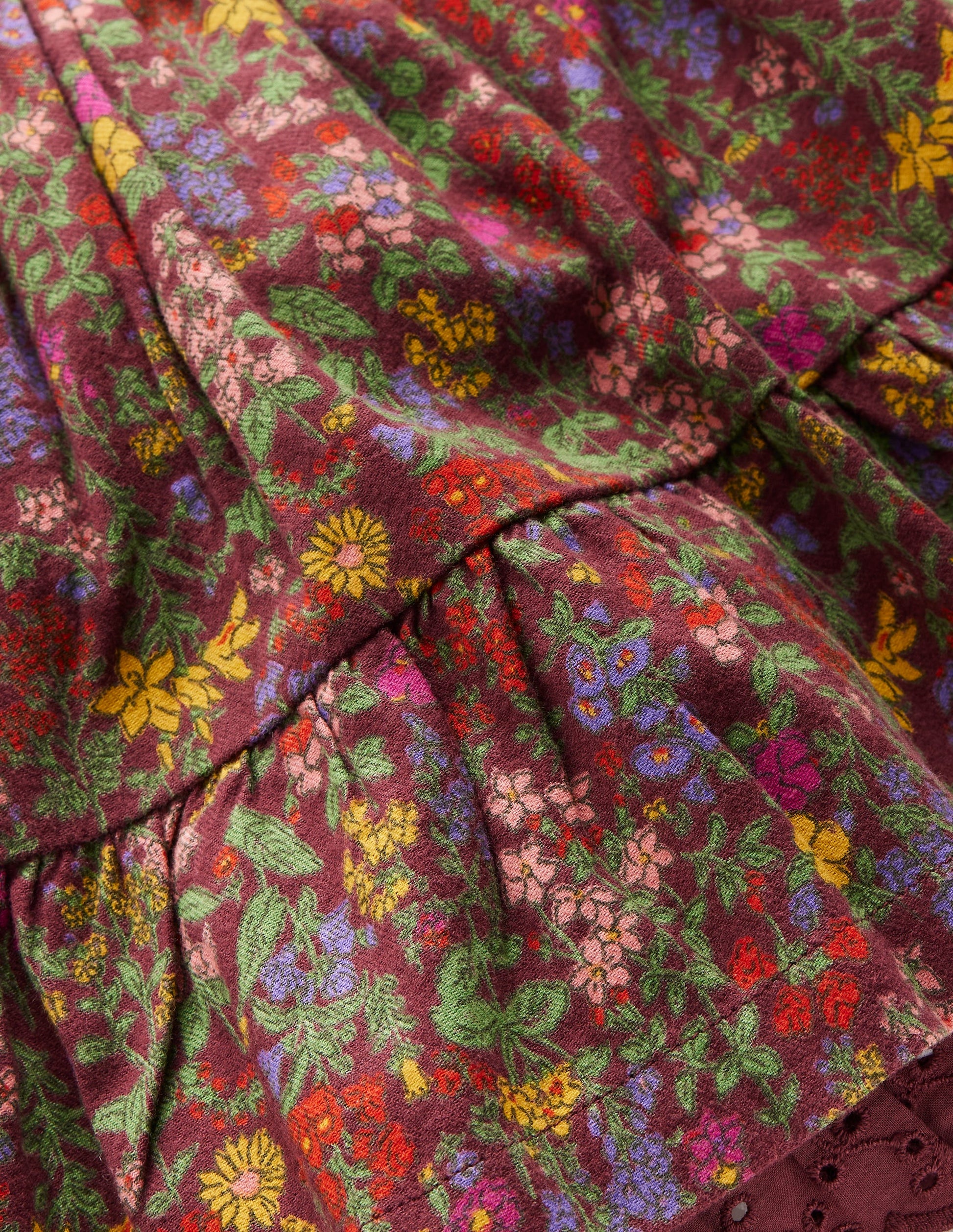 Printed Pull-on Woven Skirt-Chestnut Flower Meadow-3