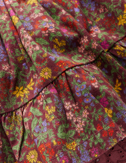 Printed Pull-on Woven Skirt-Chestnut Flower Meadow-3