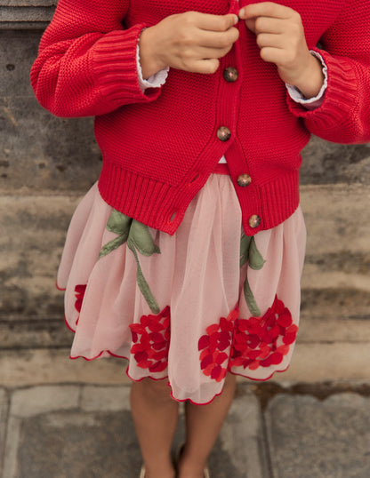 Appliqué Tulle Skirt-Vintage Pink Cherries-4