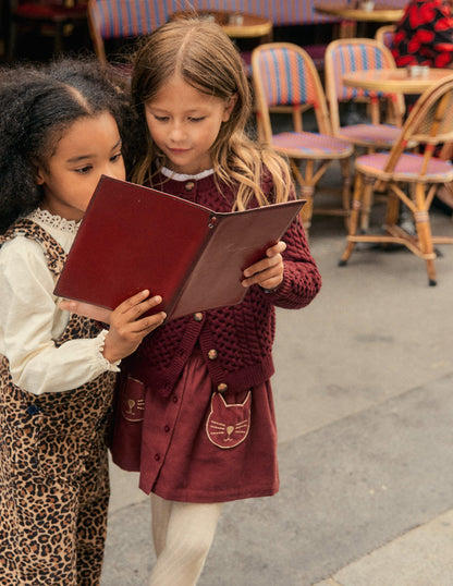 Button-through Mini Skirt-Chestnut Cats-4