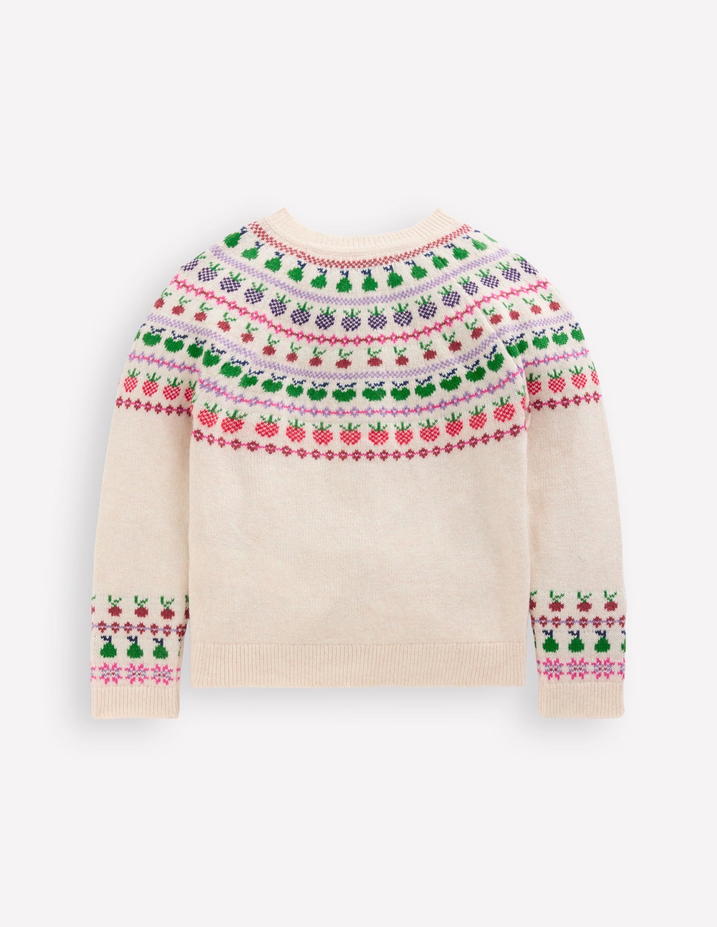 Edie Fair Isle Logo Cardigan-Ecru Marl Fruit