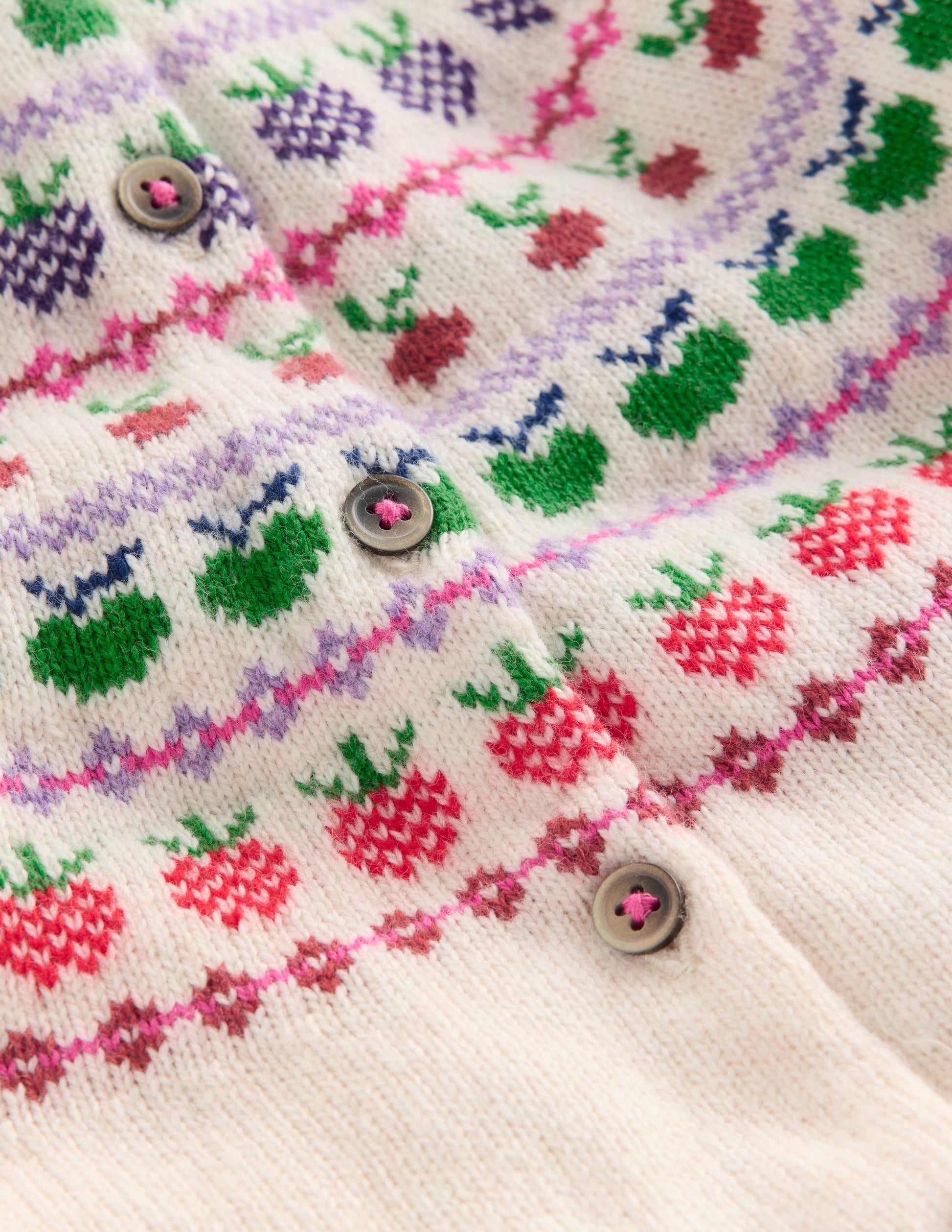 Edie Fair Isle Logo Cardigan-Ecru Marl Fruit-3