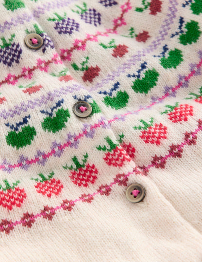 Edie Fair Isle Logo Cardigan-Ecru Marl Fruit-3