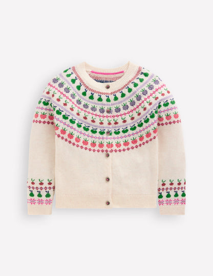 Edie Fair Isle Logo Cardigan-Ecru Marl Fruit-1
