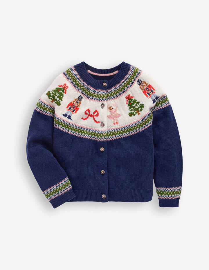Edie Fair Isle Cardigan-Blue Nutcracker