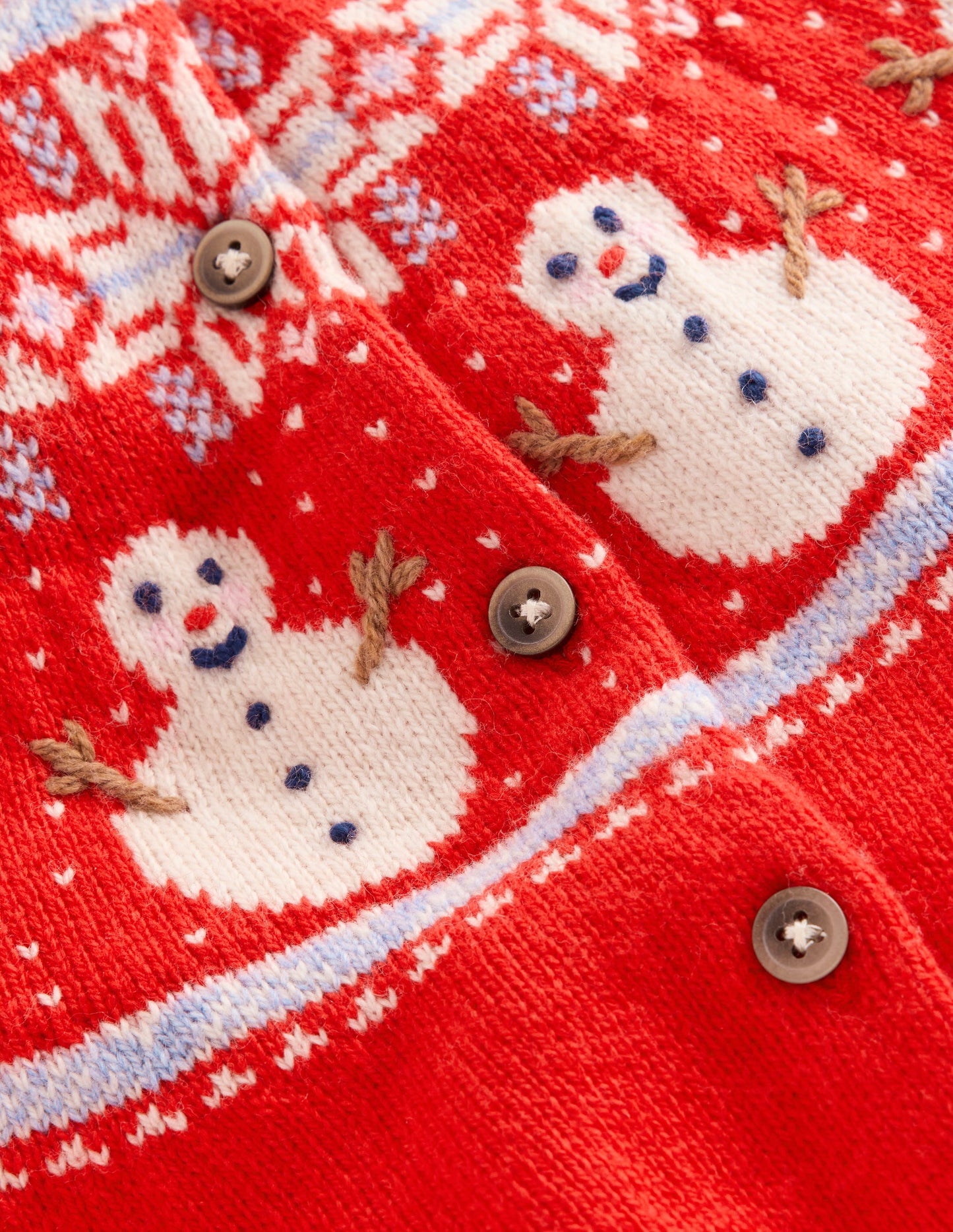 Edie Fair Isle Cardigan-Poppy Red Snowman