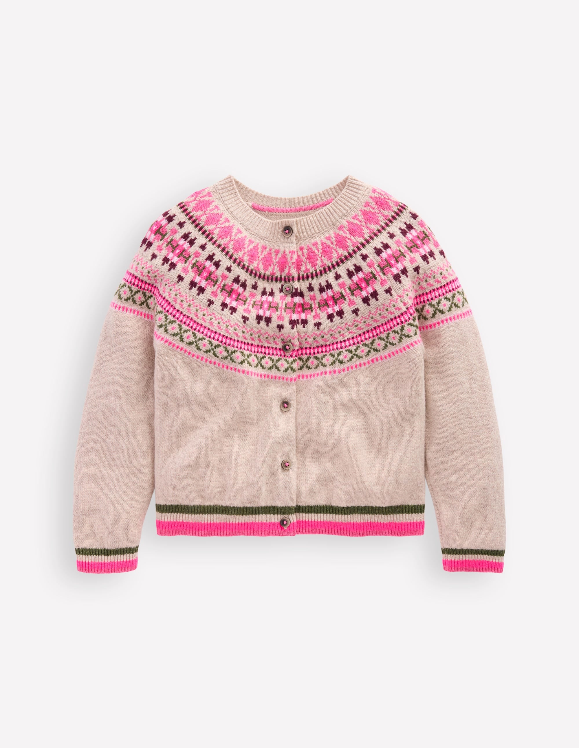 Edie Fair Isle Cardigan-Oatmeal Heritage Fair Isle - Image 4