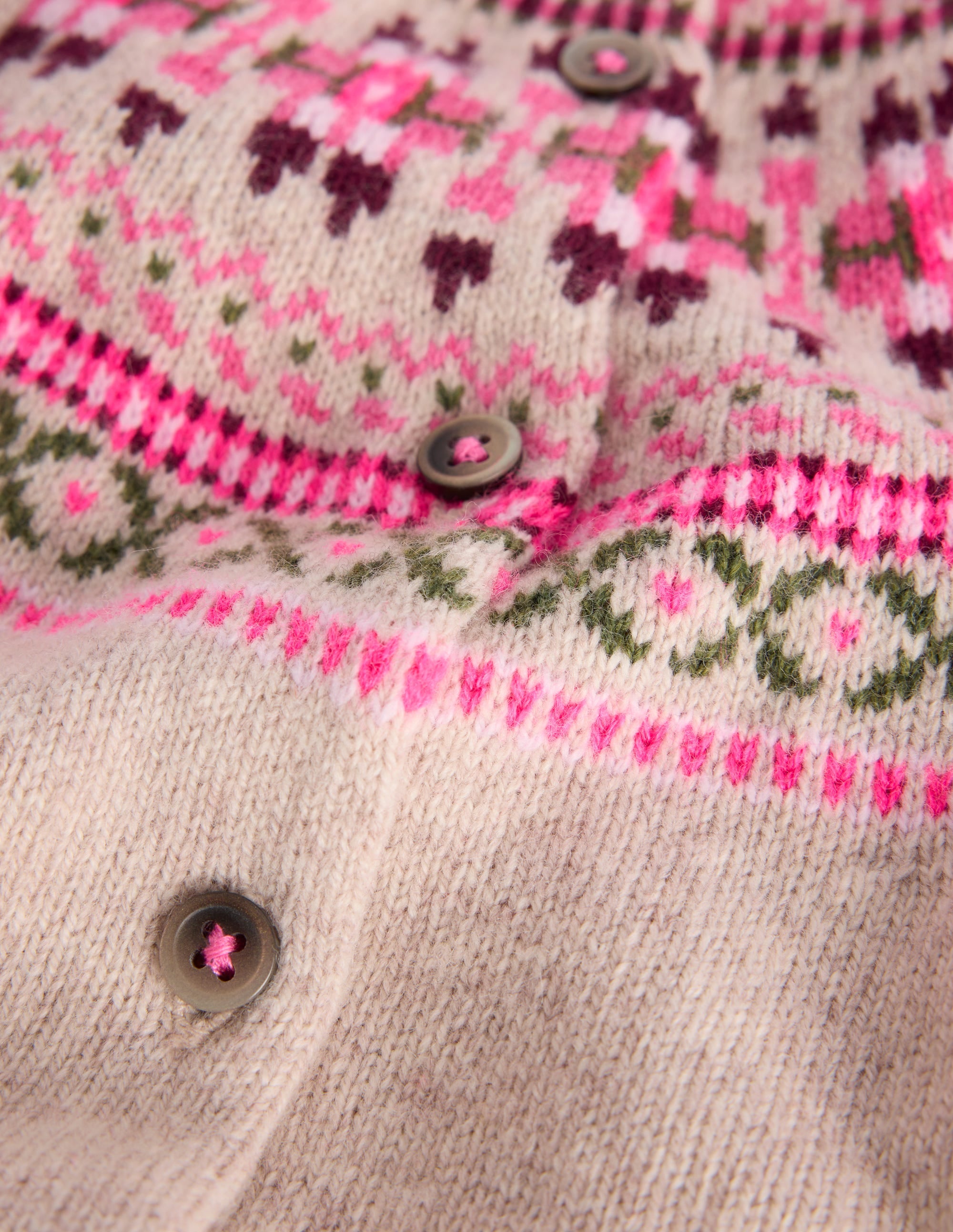 Edie Fair Isle Cardigan-Oatmeal Heritage Fair Isle - Image 6